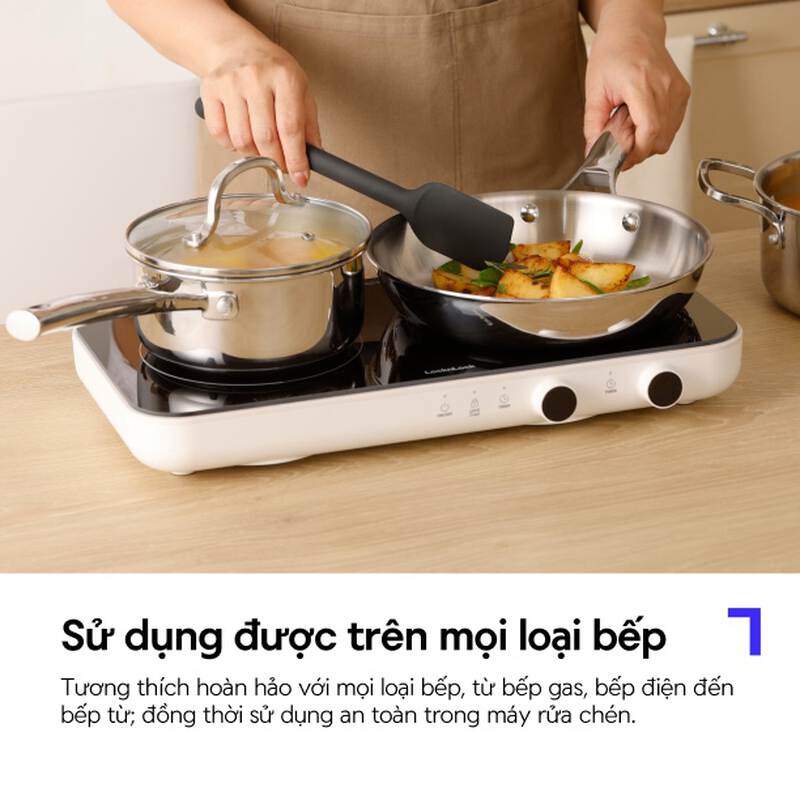 Nồi, Chảo LocknLock Eleve th&eacute;p kh&ocirc;ng gỉ SUS304 tay cầm đ&uacute;c nguy&ecirc;n khối nhiều k&iacute;ch thước, d&ugrave;ng được bếp từ image number null